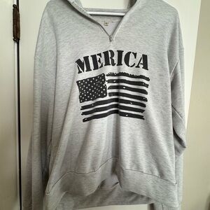 Gray 'Merica Flag Sweatshirt